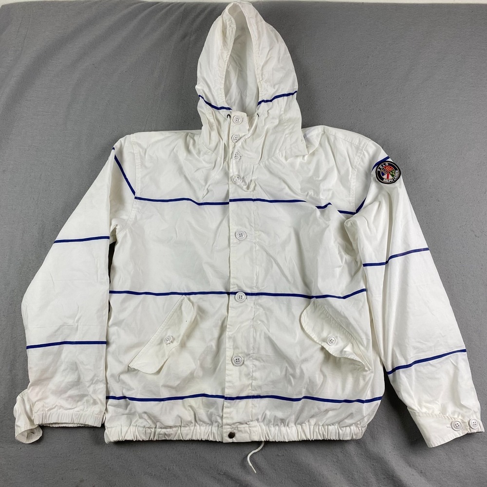 VINTAGE Polo Ralph Lauren Mens M windbreaker made USA Big Seal Cookie Patch